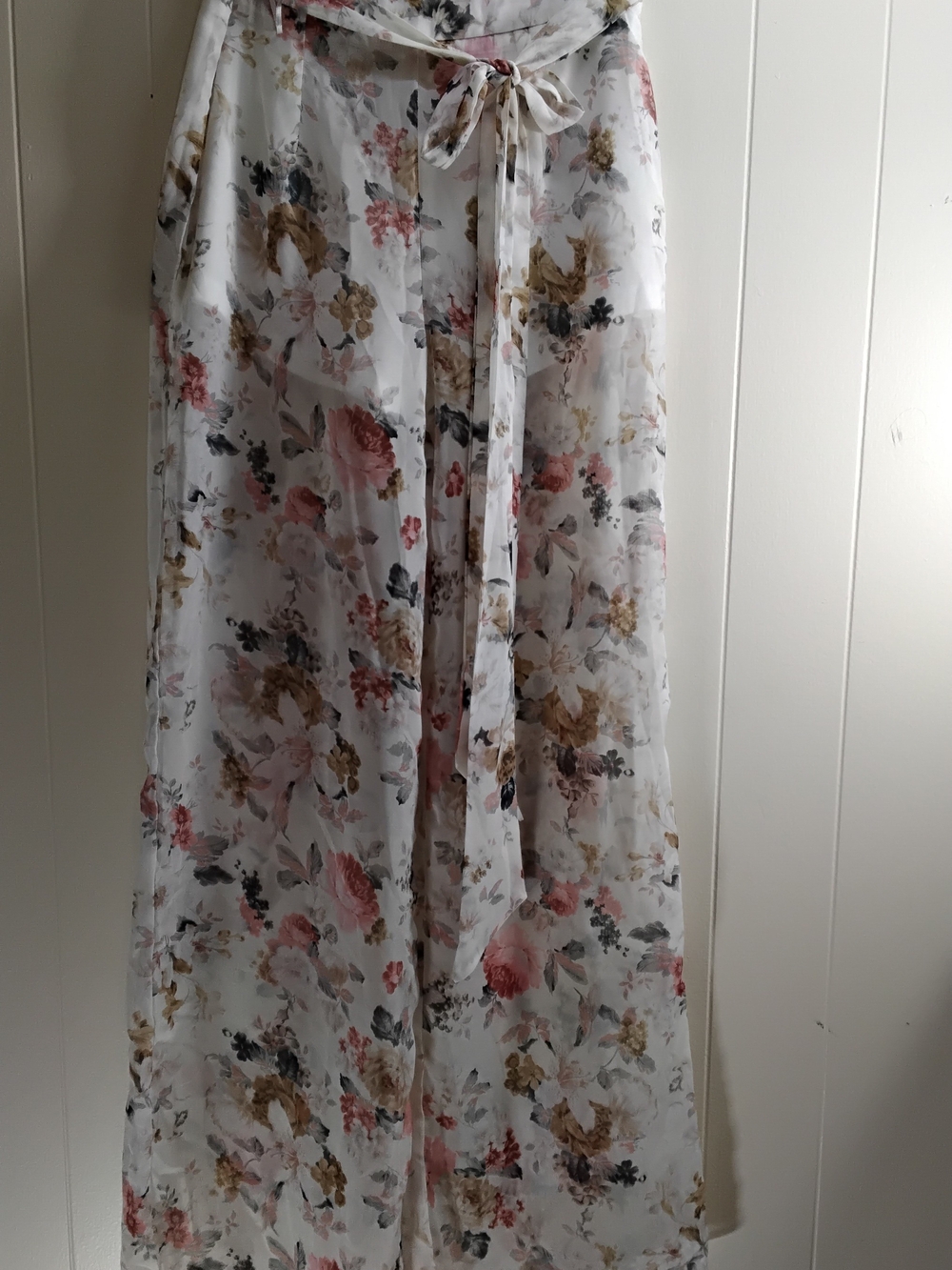 White Sheer Floral Tie-Waist Skirt - Picture 2 of 3